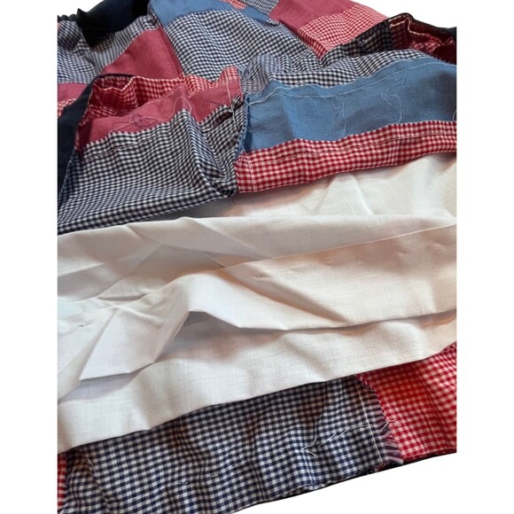 J. Estes Skirt Vintage 70s Patchwork Quilted Maxi Red Blue Flowy  Boho Prairie M - Picture 7 of 12